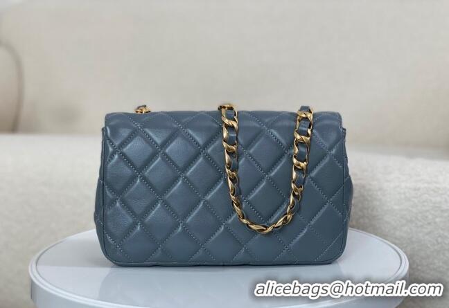 Good Product Chanel Shiny Lambskin Flap bag with Thick Chain AS6300 Grey 2024