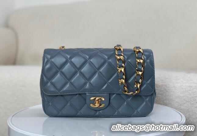 Good Product Chanel Shiny Lambskin Flap bag with Thick Chain AS6300 Grey 2024