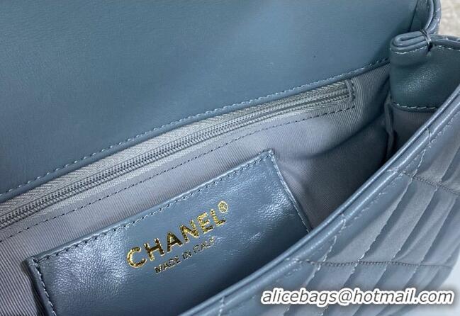 Good Product Chanel Shiny Lambskin Flap bag with Thick Chain AS6300 Grey 2024