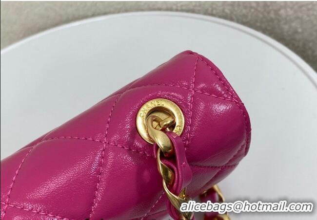 Best Quality Chanel Shiny Lambskin Flap bag with Thick Chain AS6300 Fuchsia Pink 2024