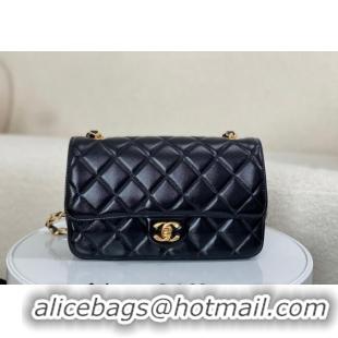 Most Popular Chanel Shiny Lambskin Flap bag with Thick Chain AS6300 Black 2024