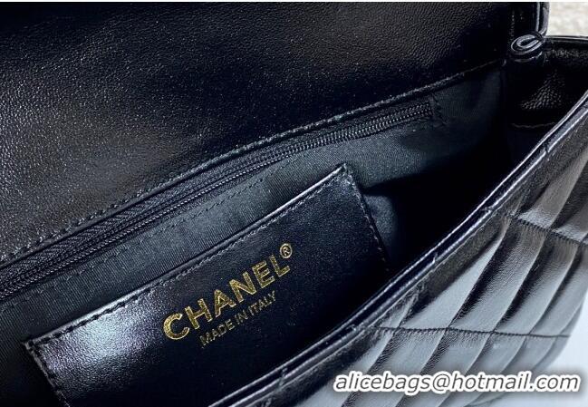 Most Popular Chanel Shiny Lambskin Flap bag with Thick Chain AS6300 Black 2024