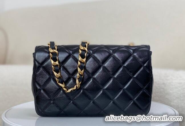 Most Popular Chanel Shiny Lambskin Flap bag with Thick Chain AS6300 Black 2024