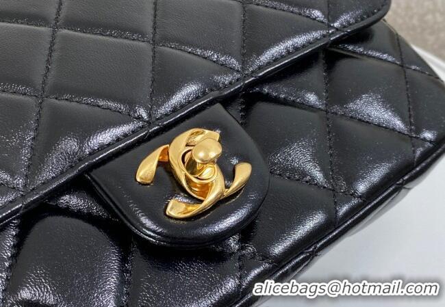 Most Popular Chanel Shiny Lambskin Flap bag with Thick Chain AS6300 Black 2024