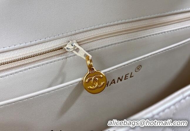 Trendy Design Chanel Vintage Grained Calfskin Flap bag A088 Pearly White 2024