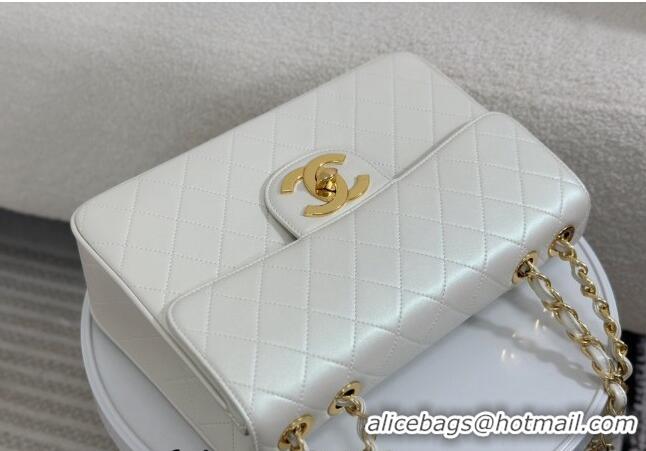 Trendy Design Chanel Vintage Grained Calfskin Flap bag A088 Pearly White 2024