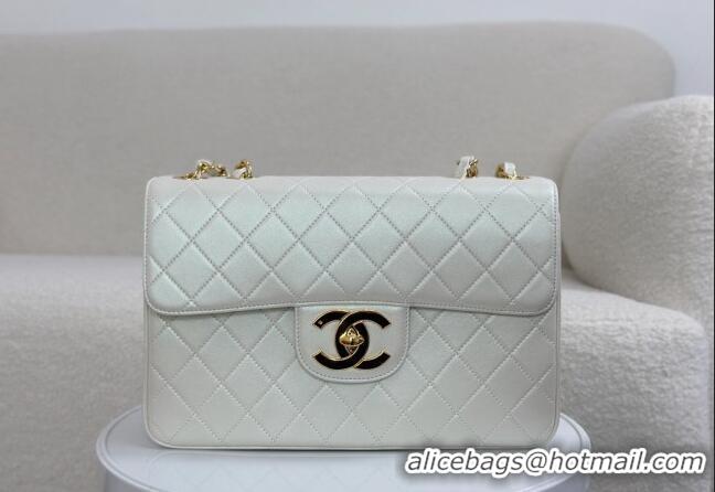 Trendy Design Chanel Vintage Grained Calfskin Flap bag A088 Pearly White 2024