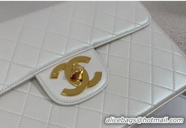 Trendy Design Chanel Vintage Grained Calfskin Flap bag A088 Pearly White 2024