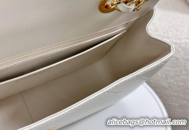 Trendy Design Chanel Vintage Grained Calfskin Flap bag A088 Pearly White 2024