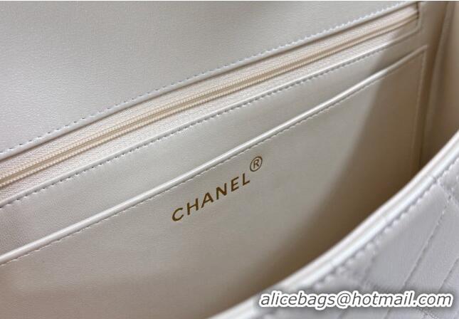 Trendy Design Chanel Vintage Grained Calfskin Flap bag A088 Pearly White 2024