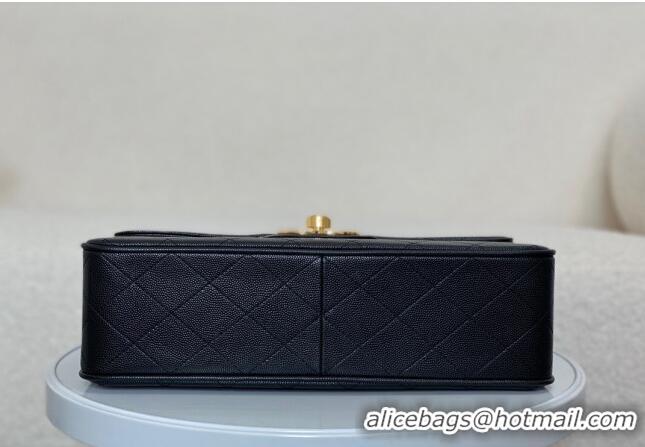 Most Popular Chanel Vintage Grained Calfskin Flap bag A088 Black 2024