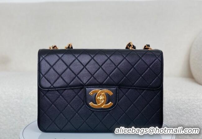 Most Popular Chanel Vintage Grained Calfskin Flap bag A088 Black 2024