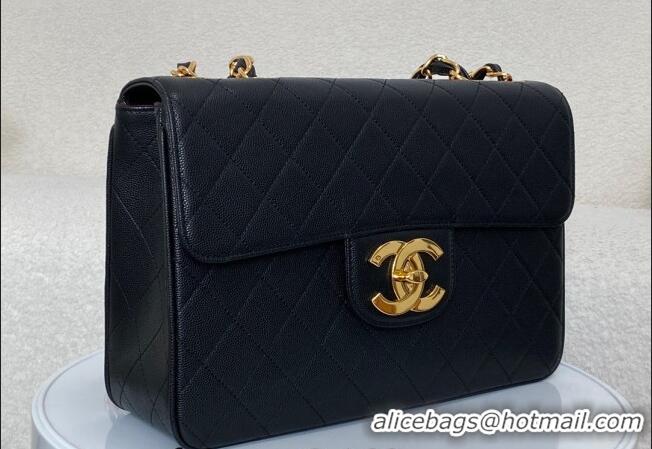 Most Popular Chanel Vintage Grained Calfskin Flap bag A088 Black 2024