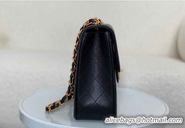 Most Popular Chanel Vintage Grained Calfskin Flap bag A088 Black 2024