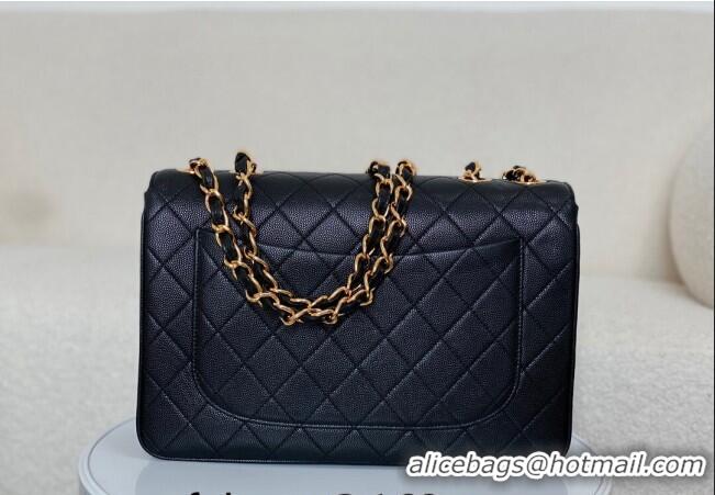 Most Popular Chanel Vintage Grained Calfskin Flap bag A088 Black 2024