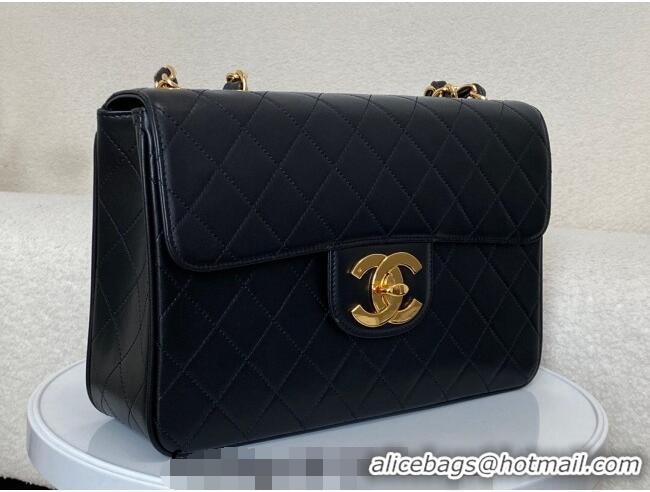 Luxury Cheap Chanel Vintage Lambskin Flap bag A088 Black 2024