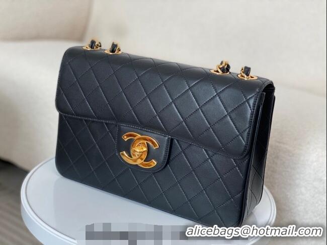 Luxury Cheap Chanel Vintage Lambskin Flap bag A088 Black 2024