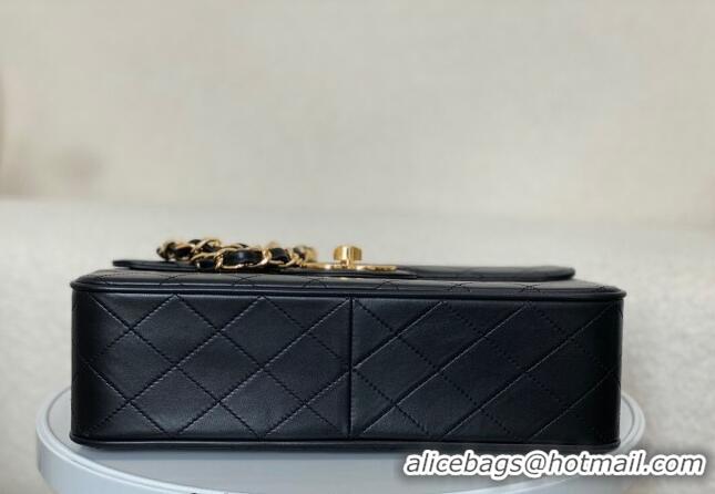 Luxury Cheap Chanel Vintage Lambskin Flap bag A088 Black 2024