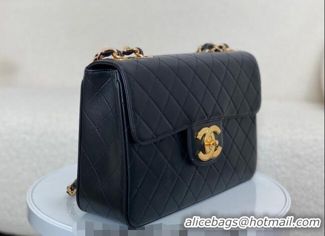 Luxury Cheap Chanel Vintage Lambskin Flap bag A088 Black 2024