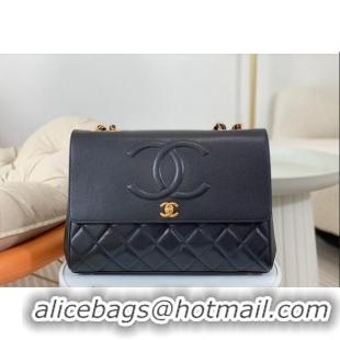 Buy Fashionable Chanel Vintage Grained Calfskin Flap bag A092233 Black 2024