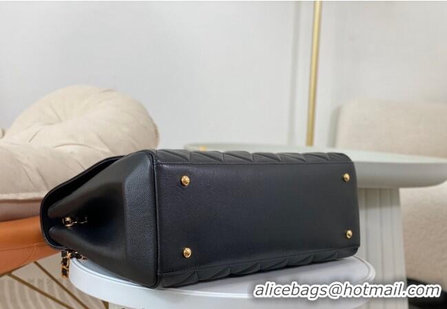 Buy Fashionable Chanel Vintage Grained Calfskin Flap bag A092233 Black 2024