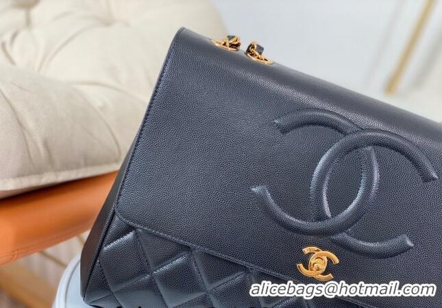 Buy Fashionable Chanel Vintage Grained Calfskin Flap bag A092233 Black 2024