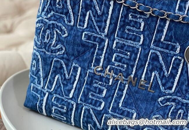 Well Crafted Chanel 22 Denim Shopping Bag AS3261 Blue 2024