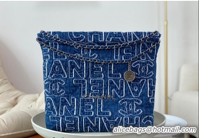 Well Crafted Chanel 22 Denim Shopping Bag AS3261 Blue 2024