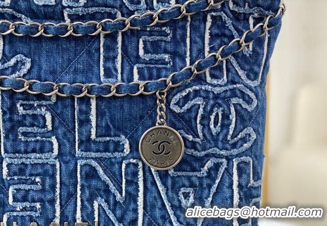 Well Crafted Chanel 22 Denim Shopping Bag AS3261 Blue 2024