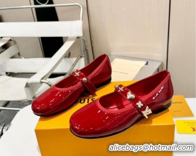 Perfect Louis Vuitton Romy Flat Ballerinas in Patent Leather Red 905076