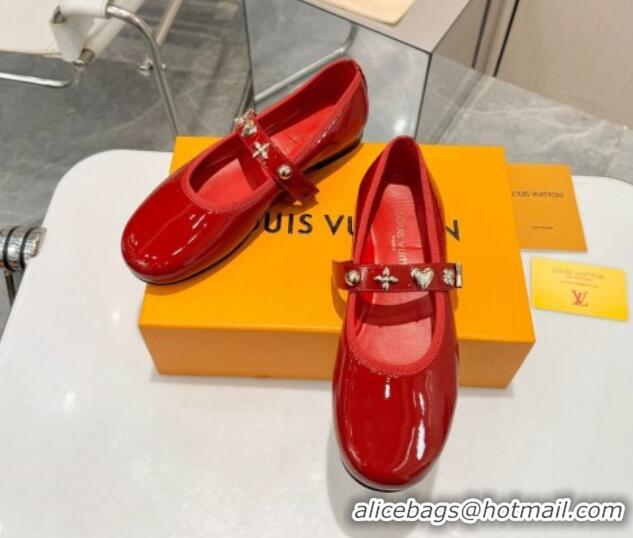 Perfect Louis Vuitton Romy Flat Ballerinas in Patent Leather Red 905076