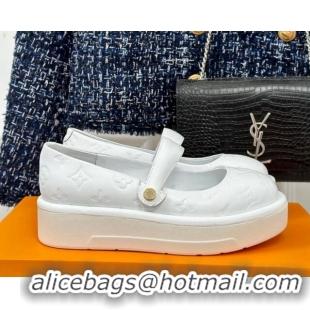 Best Price Louis Vuitton Platform Mary Janes Shoes 5cm in Monogram Leather White 905077