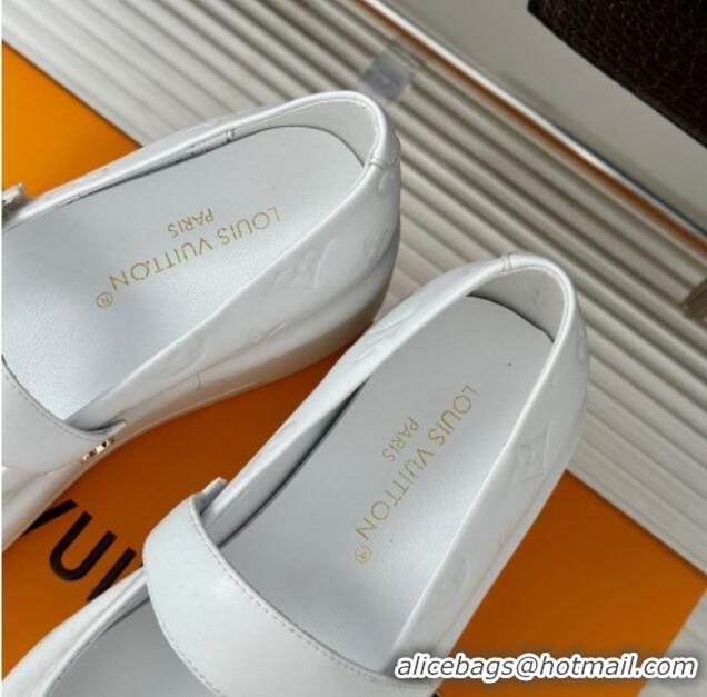 Best Price Louis Vuitton Platform Mary Janes Shoes 5cm in Monogram Leather White 905077