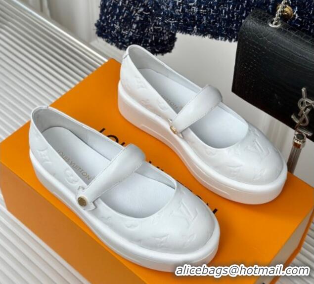 Best Price Louis Vuitton Platform Mary Janes Shoes 5cm in Monogram Leather White 905077