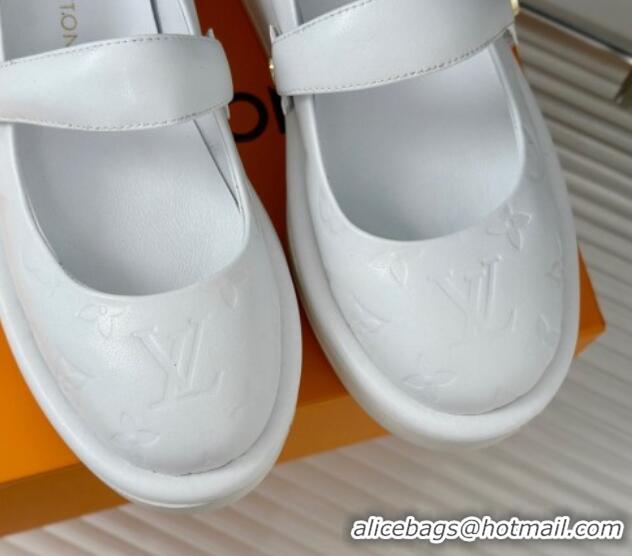 Best Price Louis Vuitton Platform Mary Janes Shoes 5cm in Monogram Leather White 905077