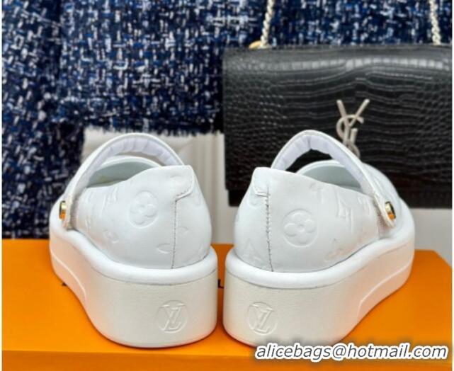 Best Price Louis Vuitton Platform Mary Janes Shoes 5cm in Monogram Leather White 905077