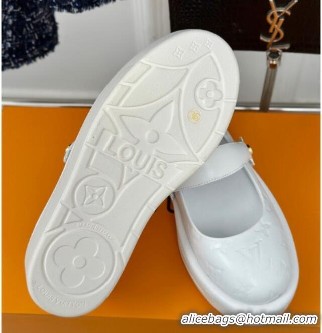 Best Price Louis Vuitton Platform Mary Janes Shoes 5cm in Monogram Leather White 905077