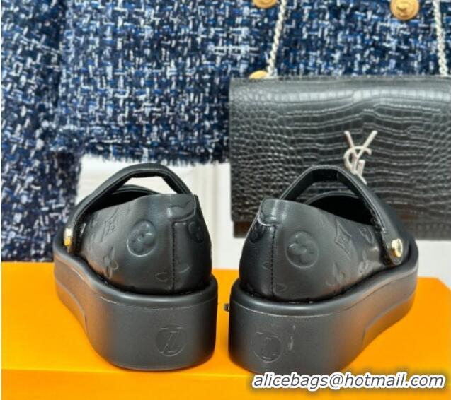 Best Product Louis Vuitton Platform Mary Janes Shoes 5cm in Monogram Leather Black 905078