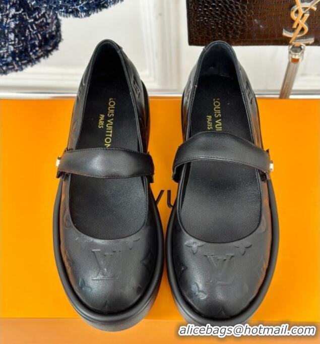 Best Product Louis Vuitton Platform Mary Janes Shoes 5cm in Monogram Leather Black 905078