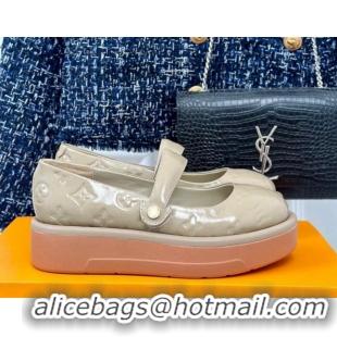 Pretty Style Louis Vuitton Platform Mary Janes Shoes 5cm in Monogram Leather Grey 905079