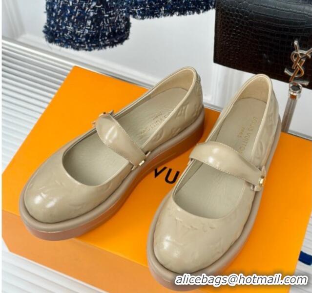 Pretty Style Louis Vuitton Platform Mary Janes Shoes 5cm in Monogram Leather Grey 905079