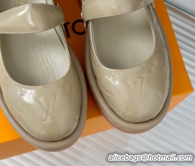 Pretty Style Louis Vuitton Platform Mary Janes Shoes 5cm in Monogram Leather Grey 905079