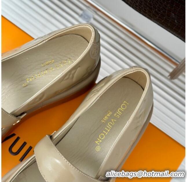 Pretty Style Louis Vuitton Platform Mary Janes Shoes 5cm in Monogram Leather Grey 905079