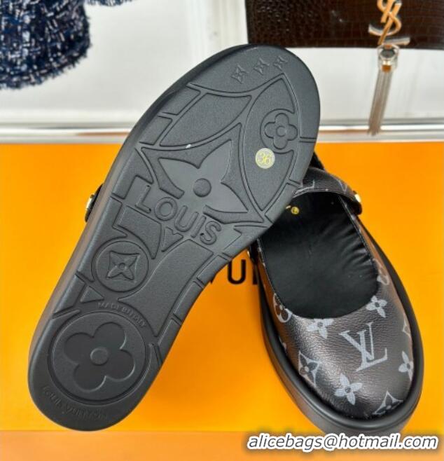 Good Quality Louis Vuitton Platform Mary Janes Shoes 5cm in Monogram Canvas Black 905081