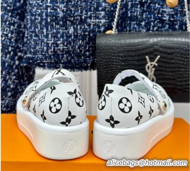 Cheapest Louis Vuitton Platform Mary Janes Shoes 5cm in Monogram Canvas White 905082