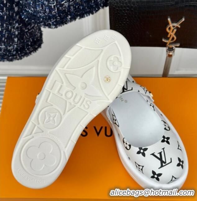 Cheapest Louis Vuitton Platform Mary Janes Shoes 5cm in Monogram Canvas White 905082