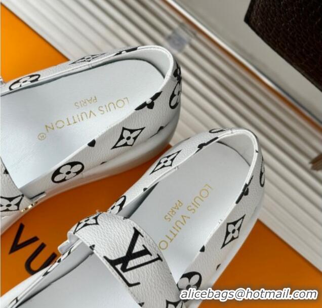 Cheapest Louis Vuitton Platform Mary Janes Shoes 5cm in Monogram Canvas White 905082