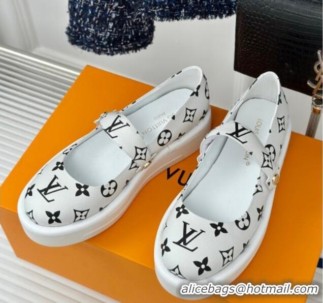 Cheapest Louis Vuitton Platform Mary Janes Shoes 5cm in Monogram Canvas White 905082