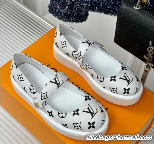 Cheapest Louis Vuitton Platform Mary Janes Shoes 5cm in Monogram Canvas White 905082