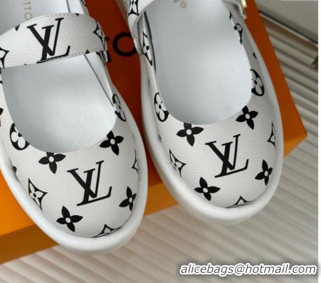 Cheapest Louis Vuitton Platform Mary Janes Shoes 5cm in Monogram Canvas White 905082